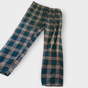 Casual Plaid Lounge Pants Blue Red Tartan Classic